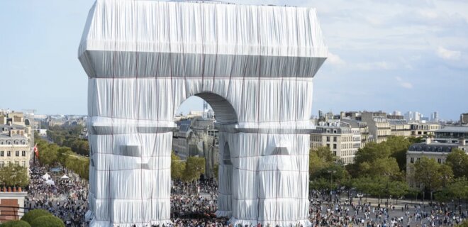Материалы, которыми окутана Триумфальная арка в Париже, переделают для Олимпиады-2024 - Фото